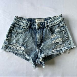 Pacsun Light Wash Blue High Rise Festival Shorts